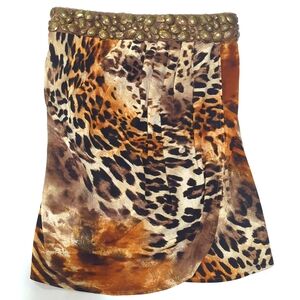 Cache Beaded Leapard print tube top